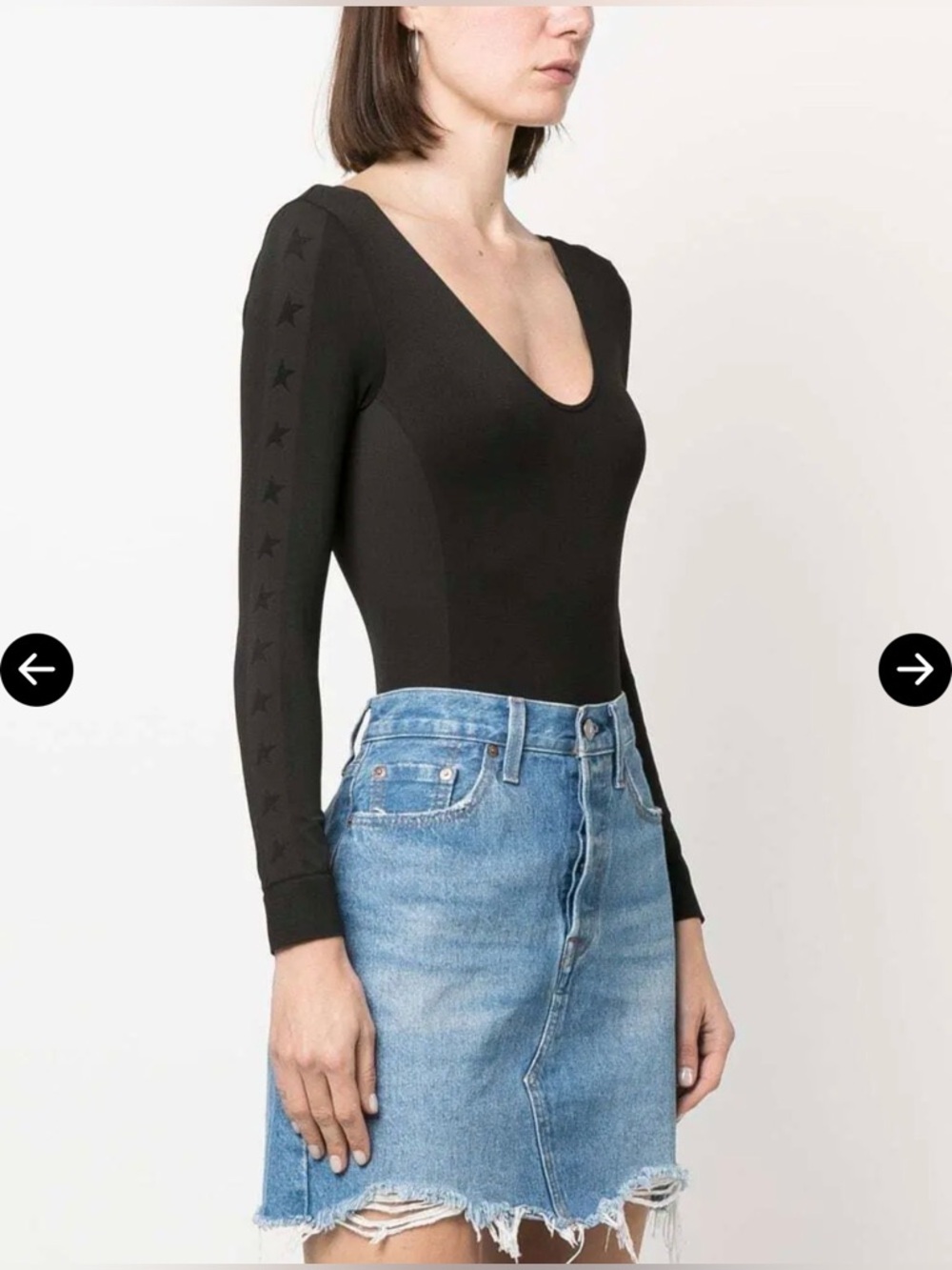 Golden Goose Star Print Plunge Neck Bodysuit